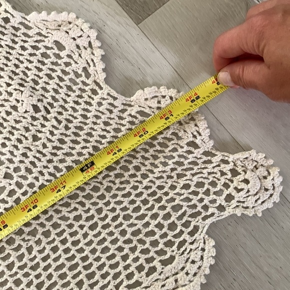 Vintage Hand Crochet Lace Bedspread Coverlet Afghan table cover blanket‎ cream - Picture 12 of 16